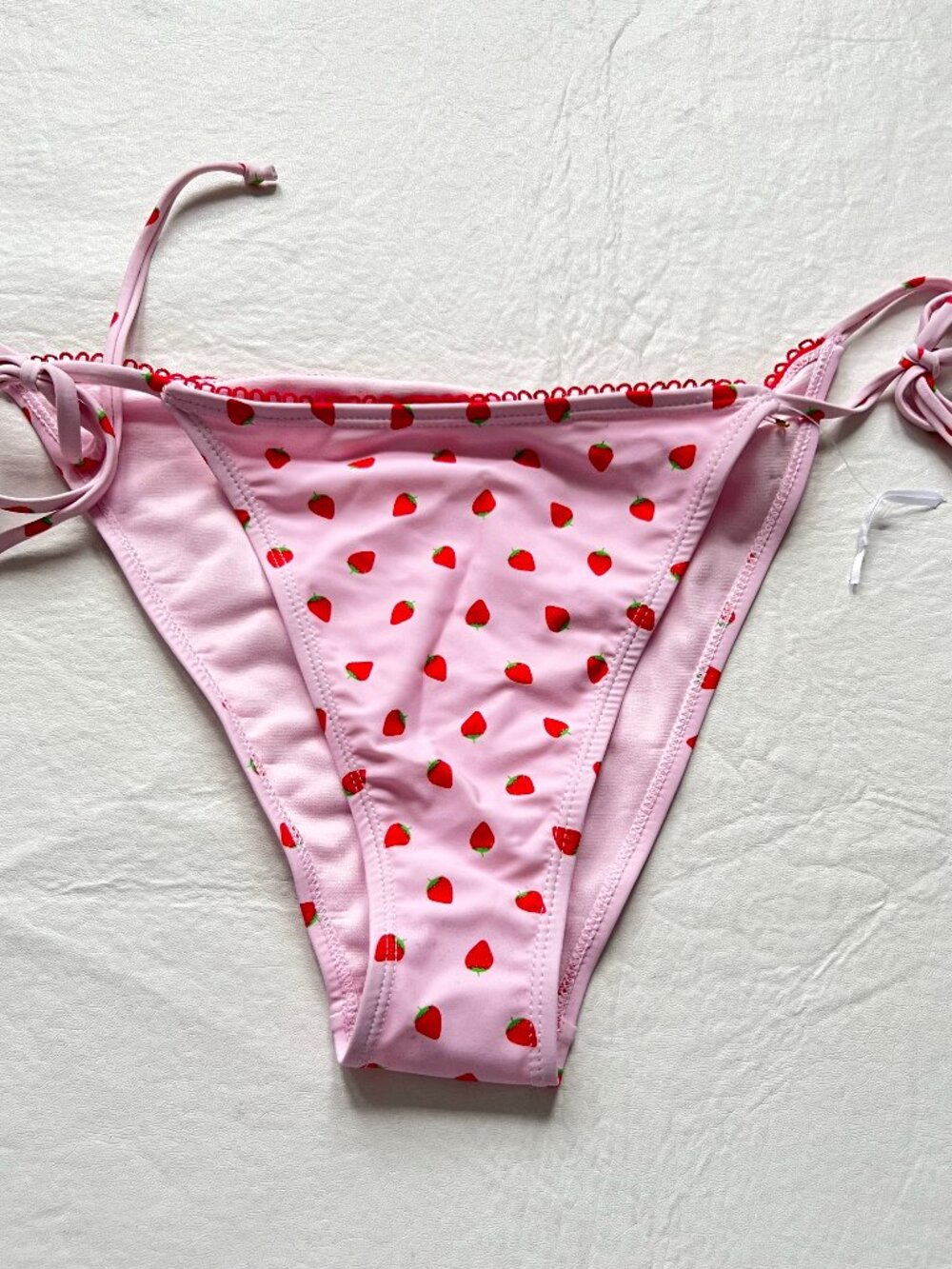 Betty Jade bikini bottoms XL cherry print pink red side tie fruit swim cherries